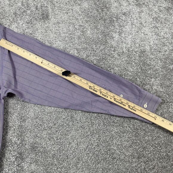 Brooks Brothers Dress Shirt Mens Medium Non Iron Cotton Button Down Plaid Purple - Picture 13 of 14